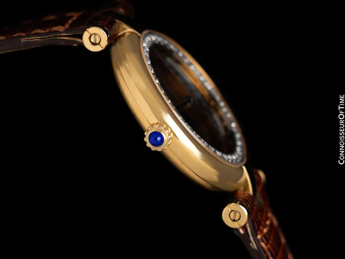 Must De Cartier Vendome Ladies Vermeil Watch with Trinity Dial - 18K Gold Over Sterling Silver with Diamonds