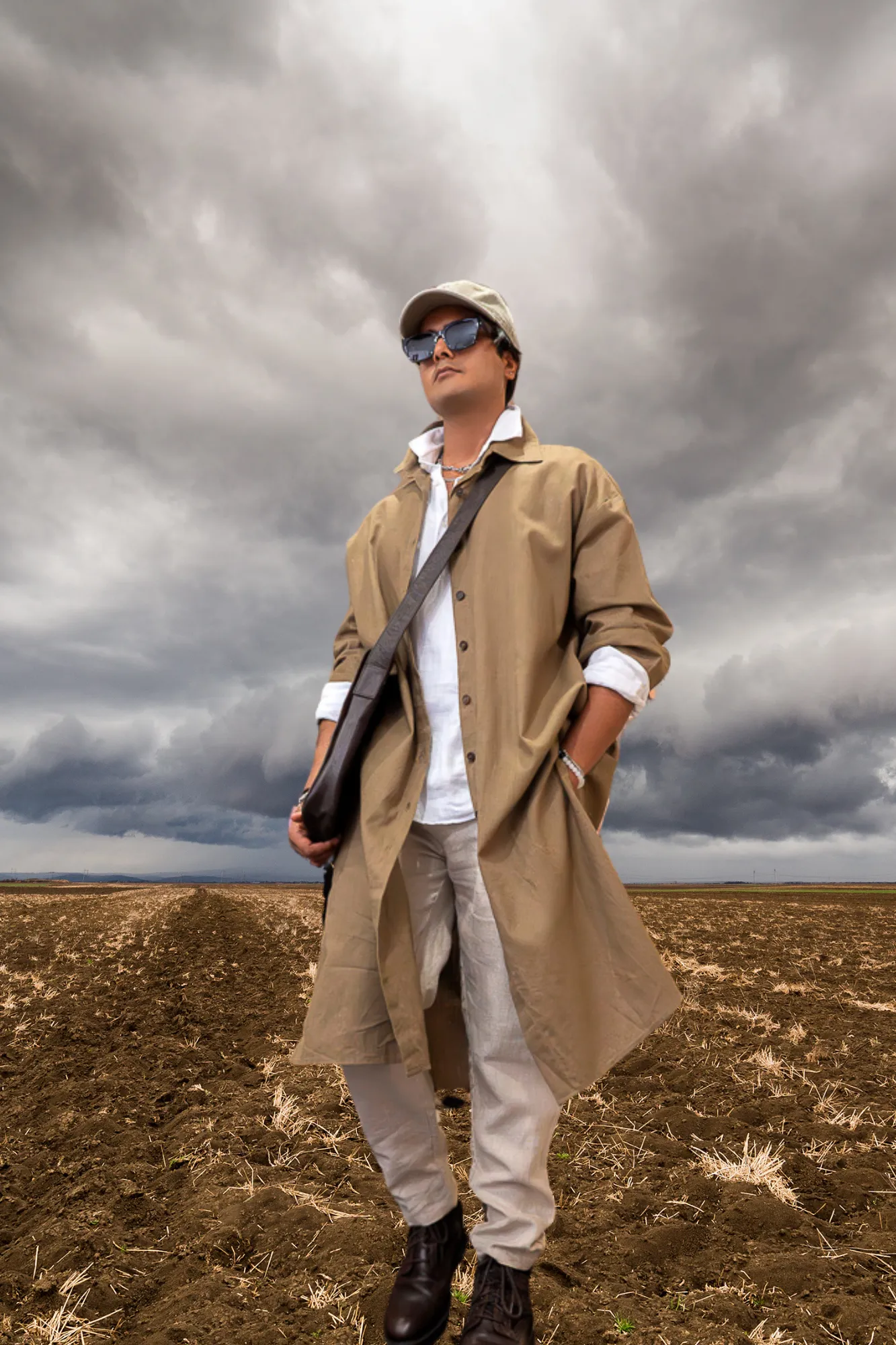 'Nadia' Linen Coat/Dress - Khaki