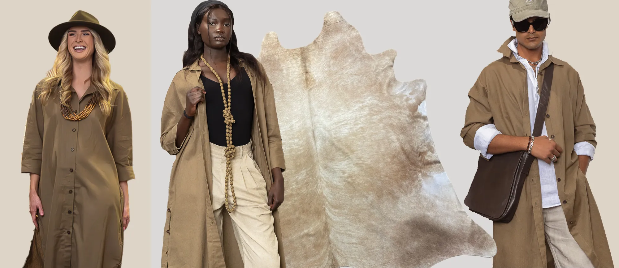 'Nadia' Linen Coat/Dress - Khaki