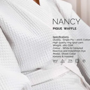 Nancy Luxury Bathrobe – 100% Cotton Pique Waffle Hotel Bathrobe