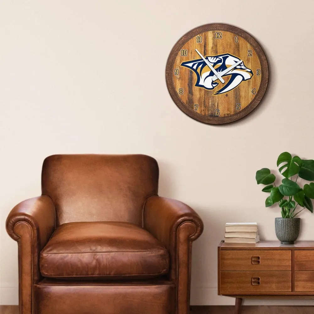 Nashville Predators: "Faux" Barrel Top Wall Clock