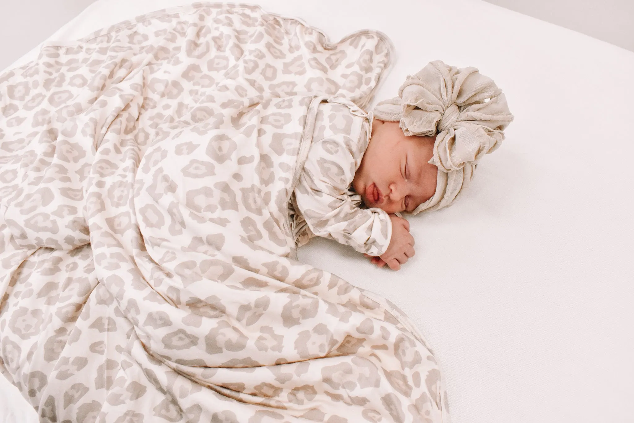 Natural Leopard Plush Swaddle