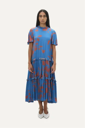 Naushad Ali   I   Drop waist dress Hibiscus Signature Spring Summer 2025 Ramar Blue Cotton satin NA SS24 W04