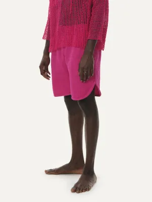 Naushad Ali I Waffle shorts, Pink Signature Spring Summer 2025 Handwoven cotton Pink NA SS24 M01P