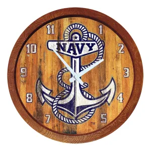 Navy Midshipmen: Anchor - Weathered "Faux" Barrel Top Wall Clock
