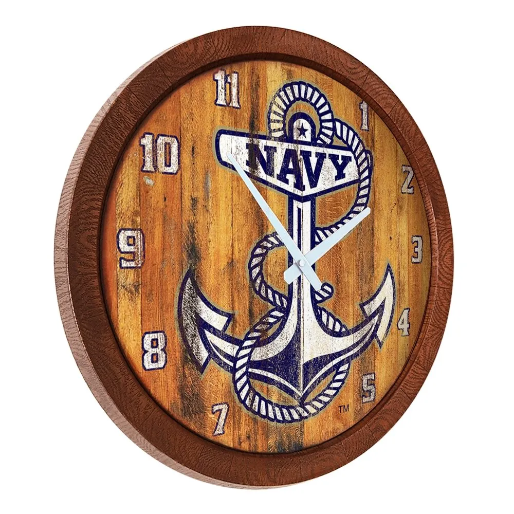 Navy Midshipmen: Anchor - Weathered "Faux" Barrel Top Wall Clock