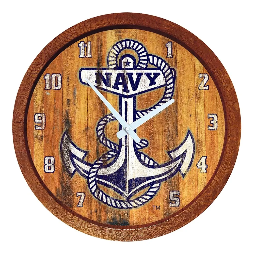 Navy Midshipmen: Anchor - Weathered "Faux" Barrel Top Wall Clock