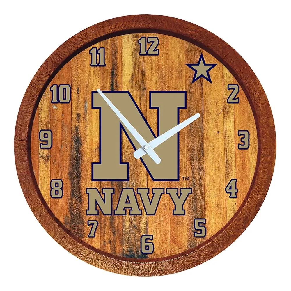 Navy Midshipmen: "Faux" Barrel Top Wall Clock