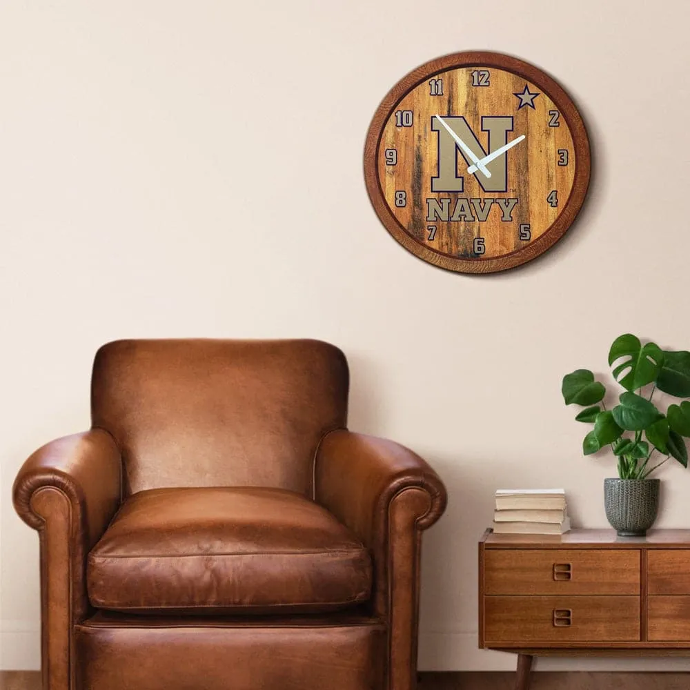 Navy Midshipmen: "Faux" Barrel Top Wall Clock