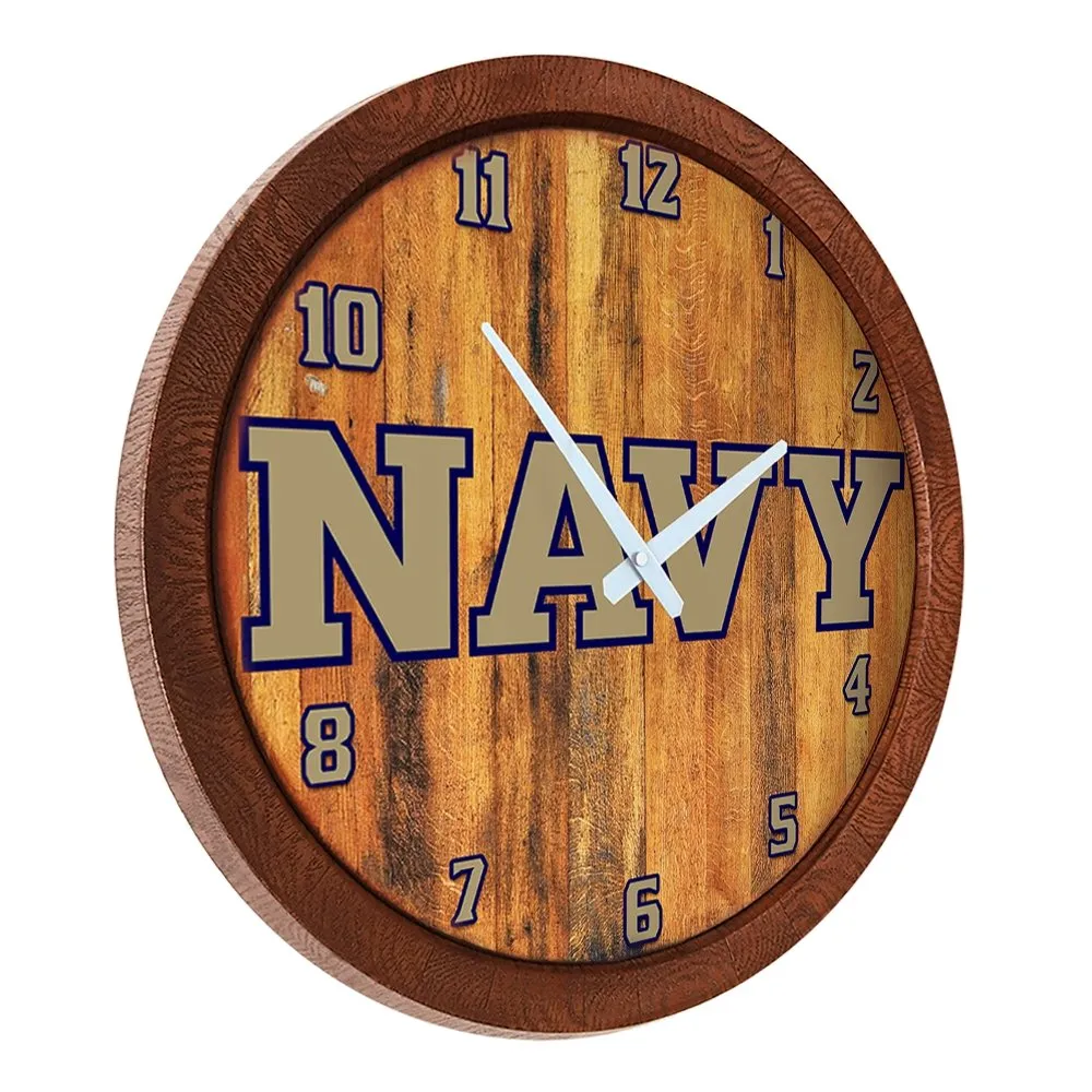 Navy Midshipmen: Wordmark - "Faux" Barrel Top Wall Clock