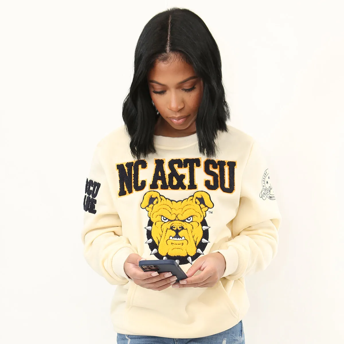 NC A&T SU Vintage CREAM Chenille | CREAM UNISEX SWEATSHIRT