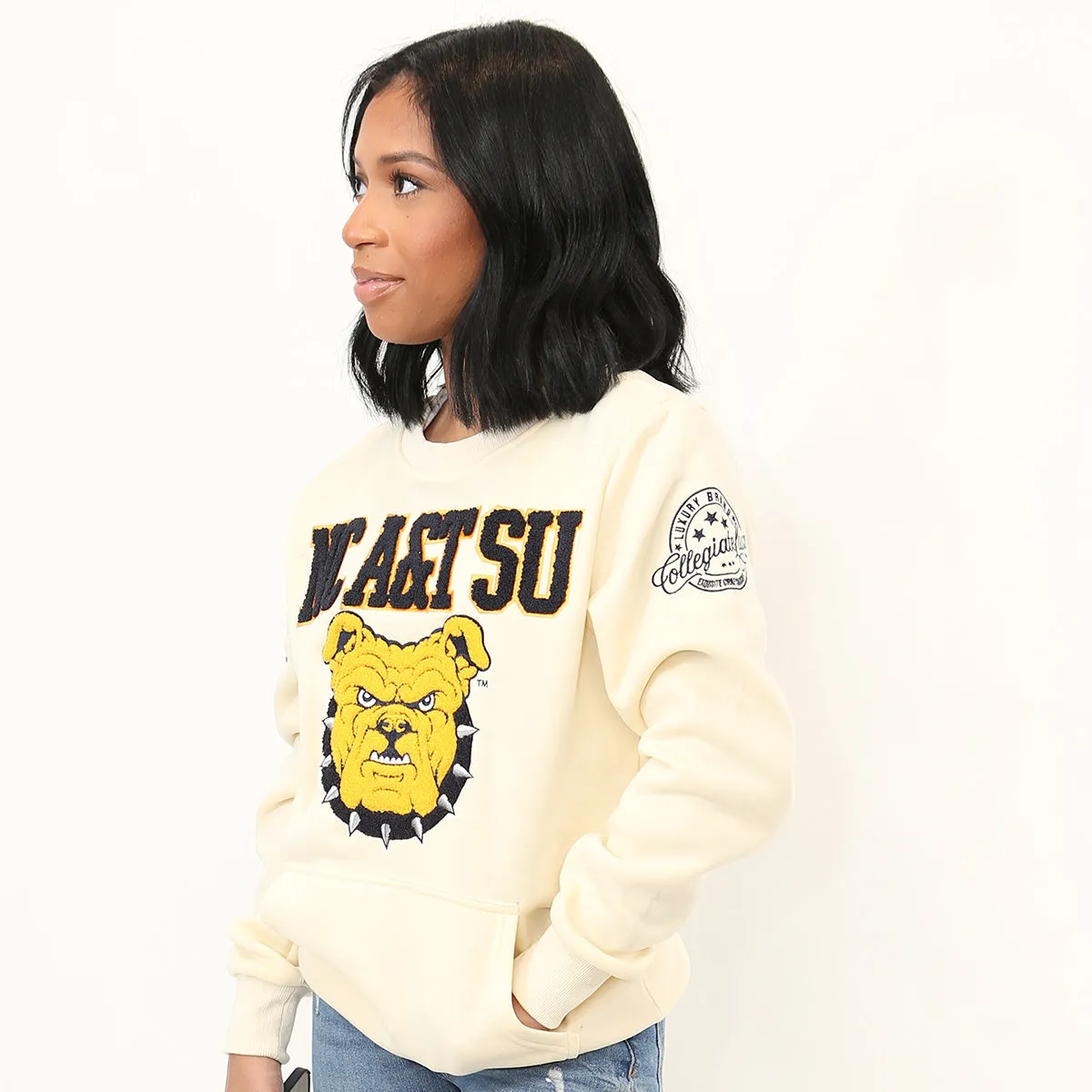 NC A&T SU Vintage CREAM Chenille | CREAM UNISEX SWEATSHIRT