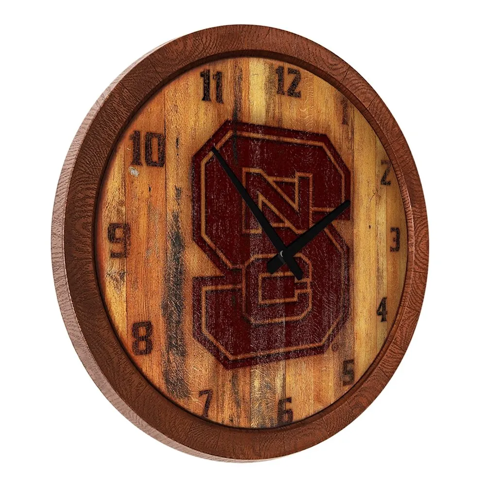 NC State Wolfpack: Branded "Faux" Barrel Top Wall Clock