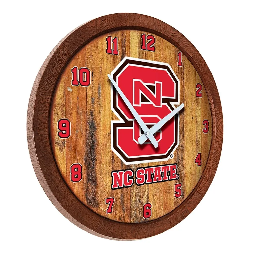 NC State Wolfpack: "Faux" Barrel Top Wall Clock