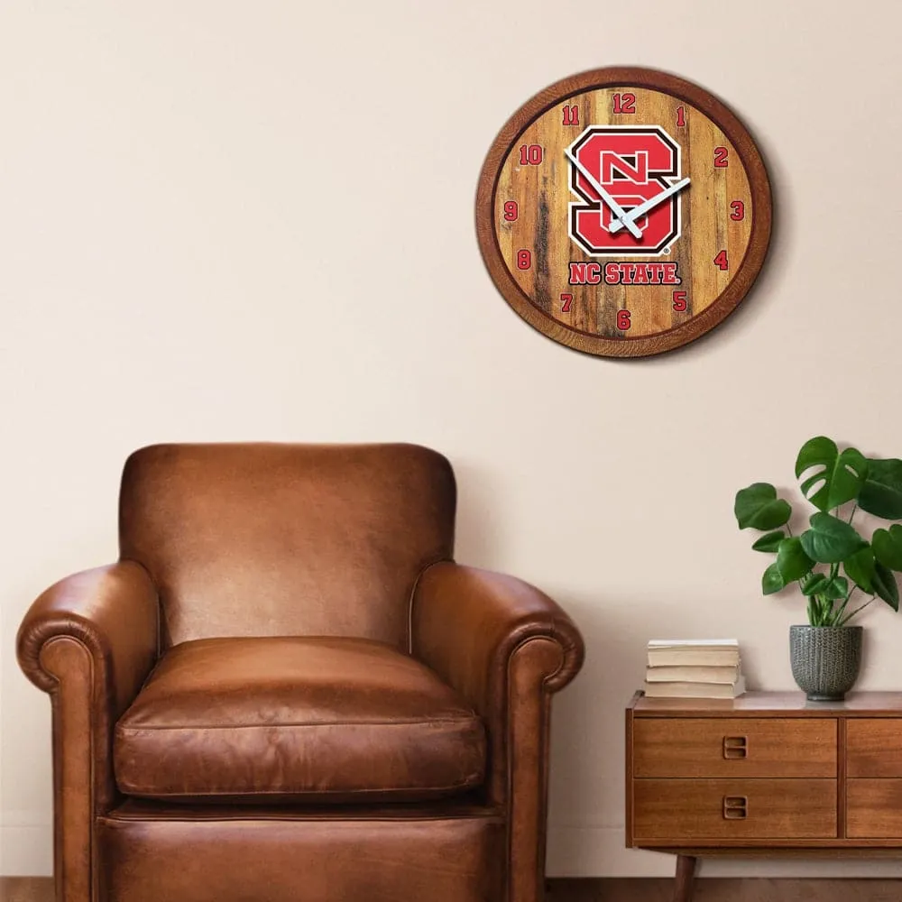 NC State Wolfpack: "Faux" Barrel Top Wall Clock
