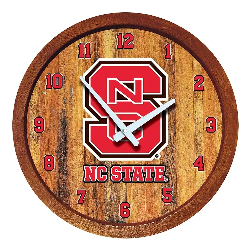 NC State Wolfpack: "Faux" Barrel Top Wall Clock