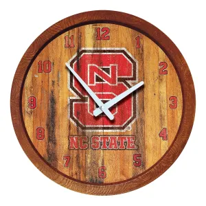 NC State Wolfpack: Weathered "Faux" Barrel Top Wall Clock