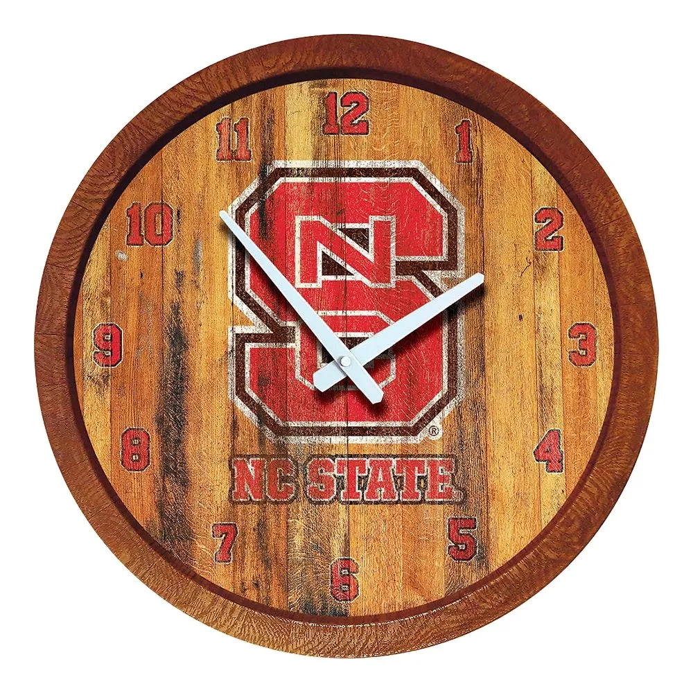 NC State Wolfpack: Weathered "Faux" Barrel Top Wall Clock