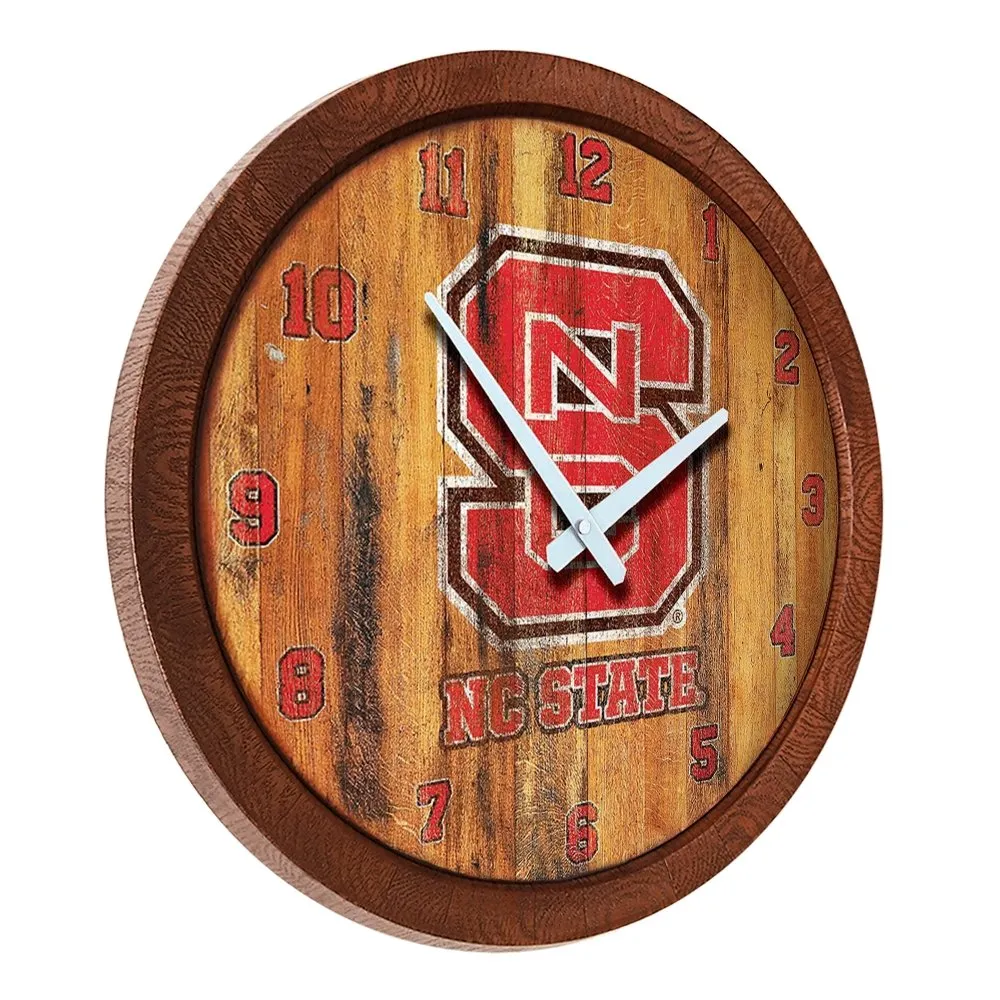 NC State Wolfpack: Weathered "Faux" Barrel Top Wall Clock