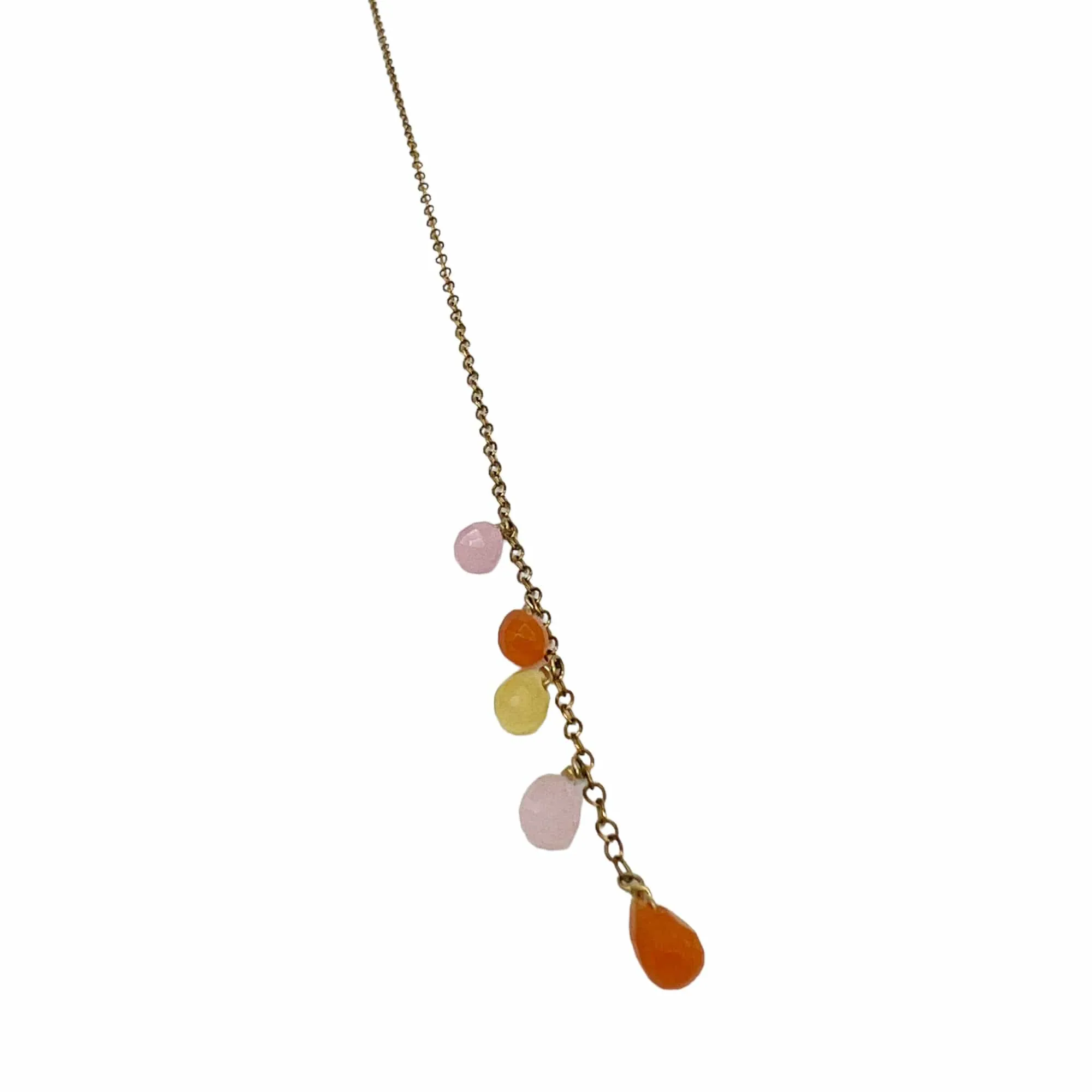 NECKLACE Gold-tone Chain with Multicolored Beads