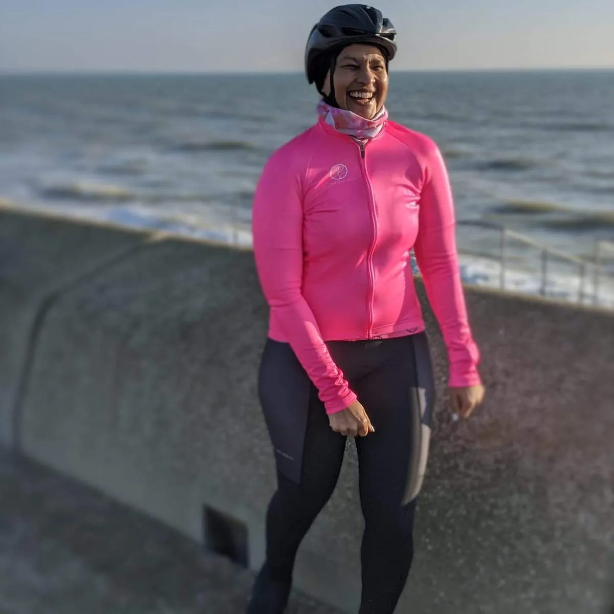 Neon Pink - Minimal Branded STP L/Sleeve Cycle Jersey