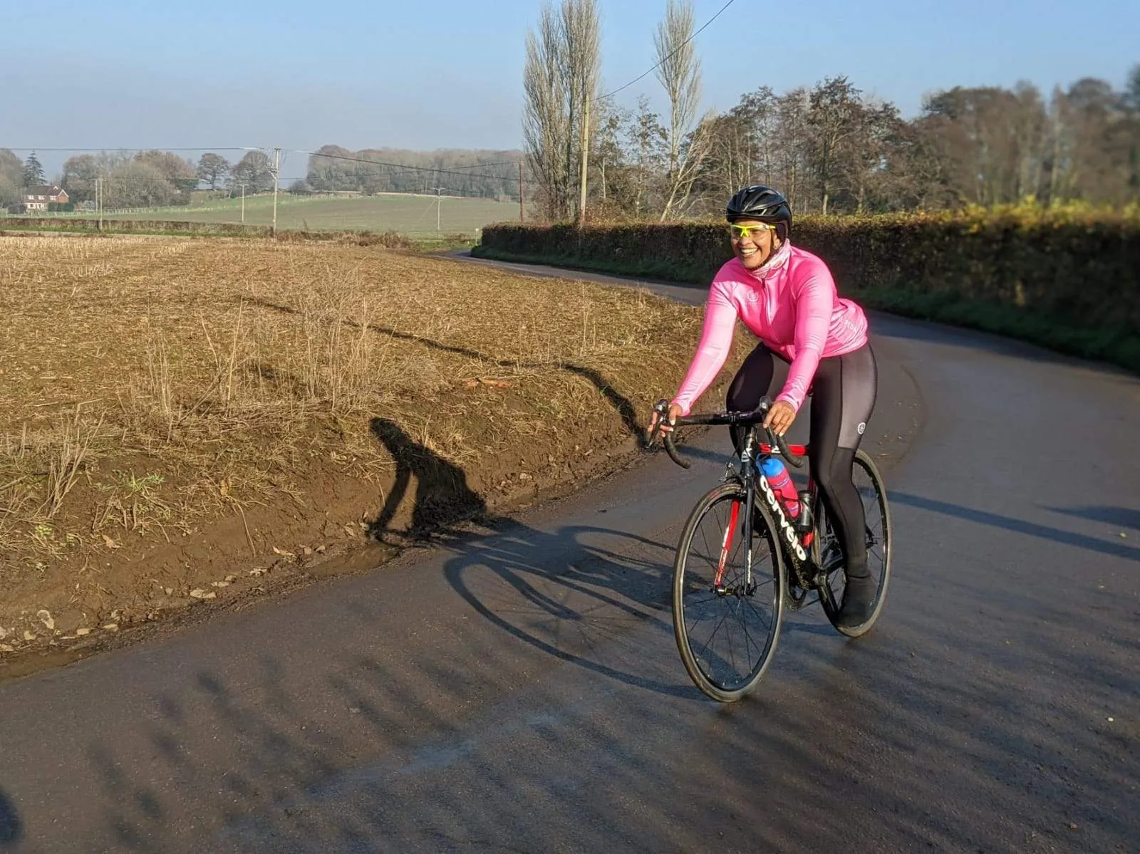 Neon Pink - Minimal Branded STP L/Sleeve Cycle Jersey