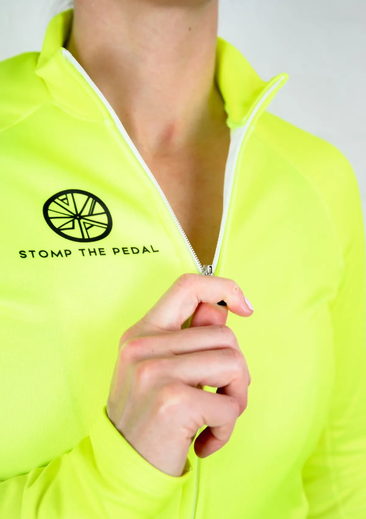 Neon Yellow - Minimal Branded STP L/Sleeve Cycle Jersey