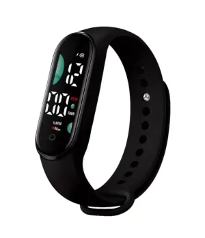 New 1Pc LED Electronic Outdoor Digital Sports Watch Black Touch Screen Silicone