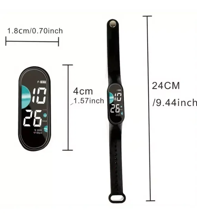 New 1Pc LED Electronic Outdoor Digital Sports Watch Black Touch Screen Silicone