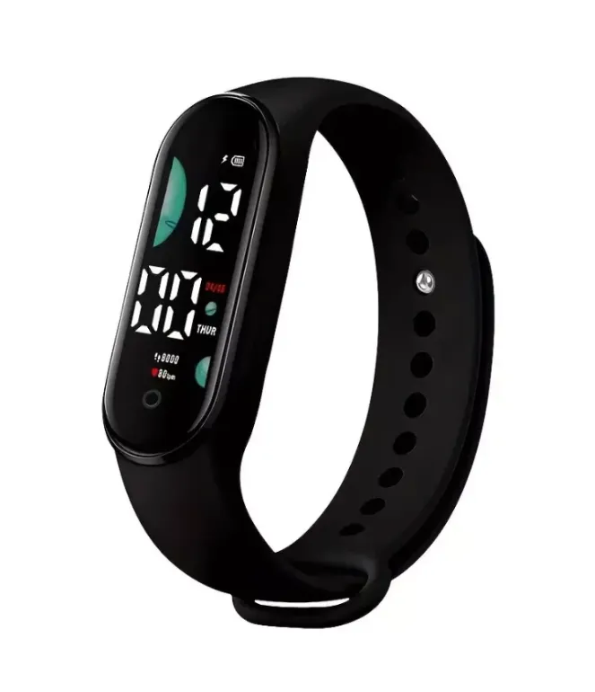 New 1Pc LED Electronic Outdoor Digital Sports Watch Black Touch Screen Silicone