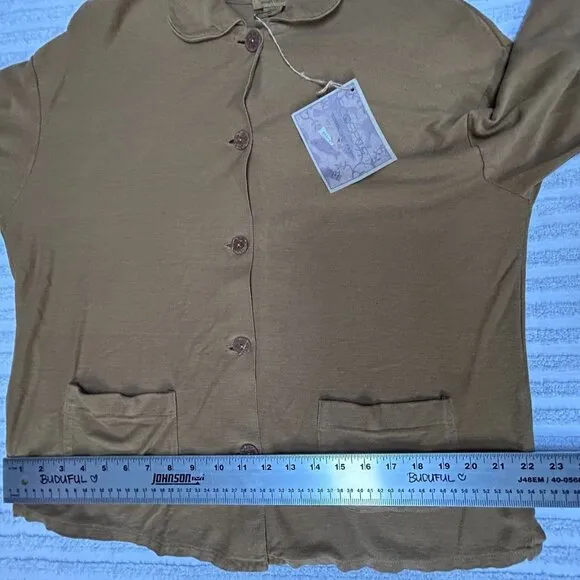 New Ecosport Womens Medium Organic Cotton Button Down Pajama Shirt Lightweight