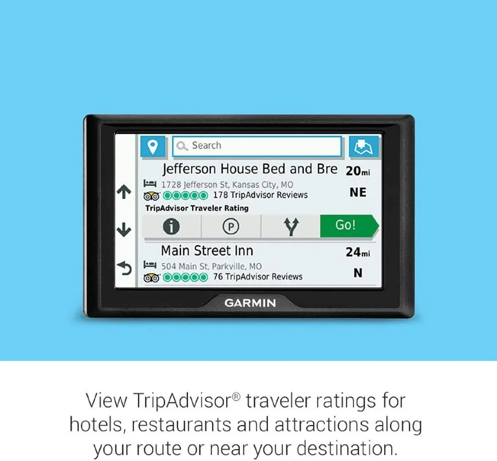 New Garmin Drive 52 & Traffic: GPS Navigator with 5” Display Features Easy-to-Read menus and maps, Traffic alerts, Plus Information to enrich Road Trips! Retails $148 