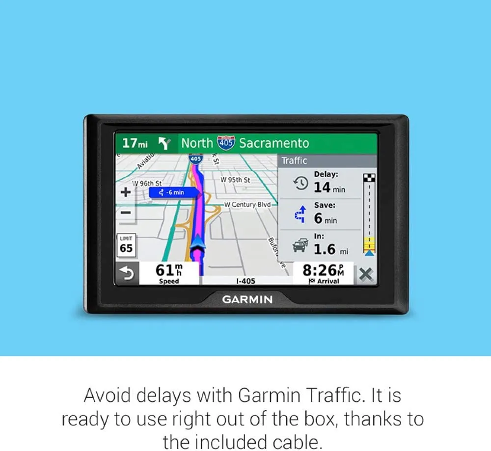 New Garmin Drive 52 & Traffic: GPS Navigator with 5” Display Features Easy-to-Read menus and maps, Traffic alerts, Plus Information to enrich Road Trips! Retails $148 