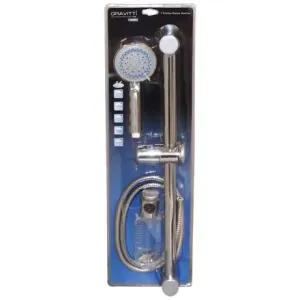New GRAVITTI 5 FUNCTION SHOWER HEAD SET, Includes 5 function hand shower and hose.