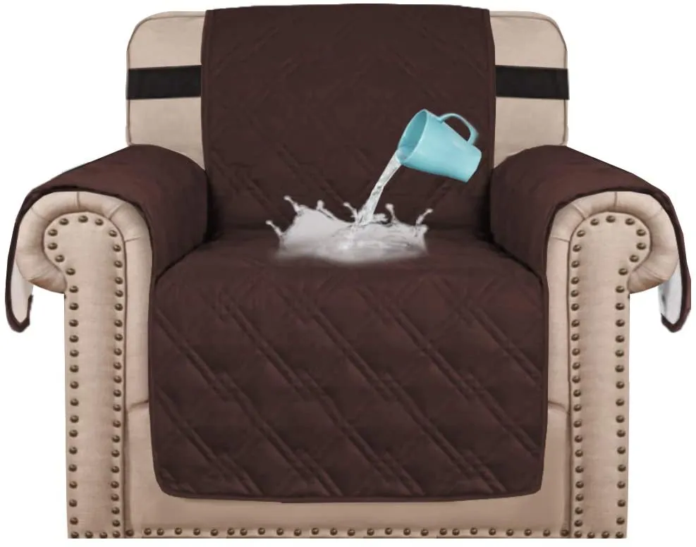 New H.VERSAILTEX 100% Water Resistant Chair Slipcover Waterproof Furniture Protector Slip Reducing Backing, Protect from Pets Spills Wear and Tear Stay in Place (Chair: Brown) - 75" X 65", Retails $93 