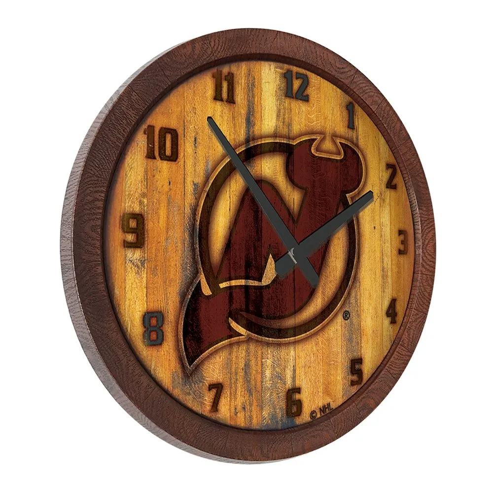 New Jersey Devils: Branded "Faux" Barrel Top Wall Clock