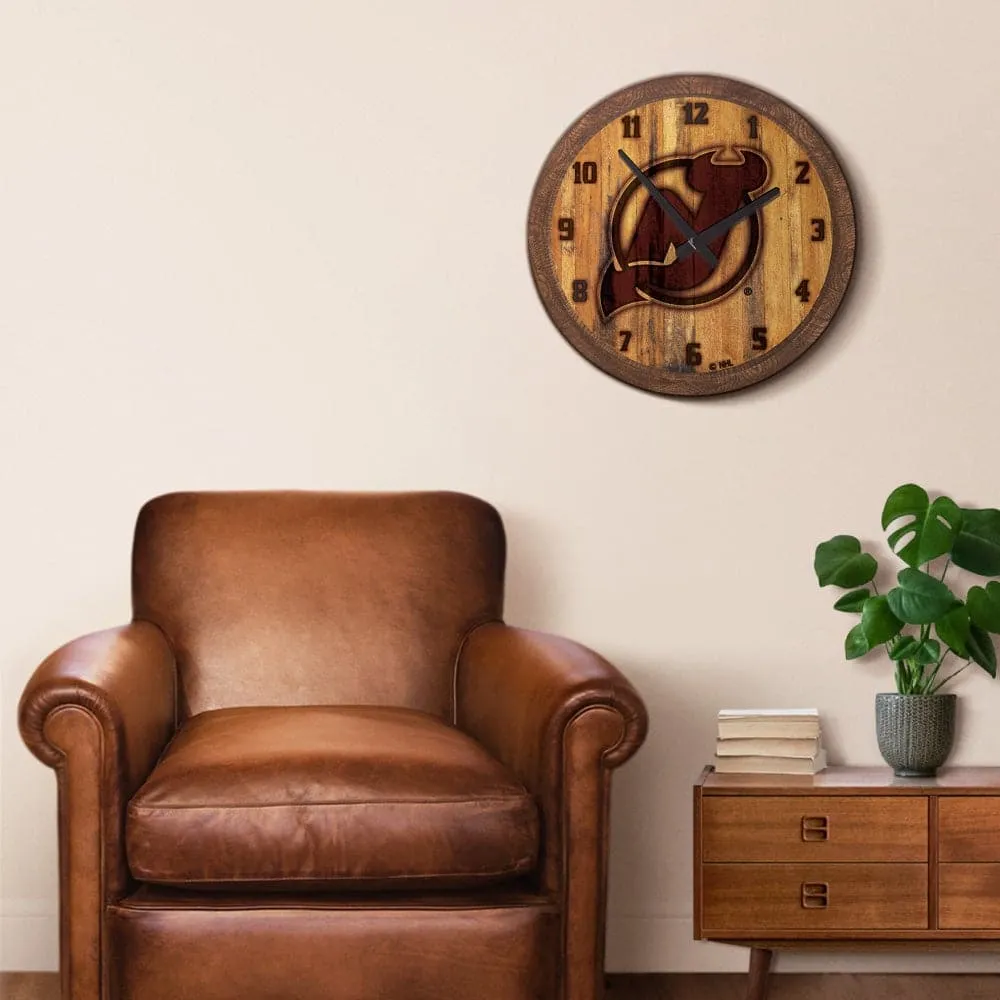 New Jersey Devils: Branded "Faux" Barrel Top Wall Clock