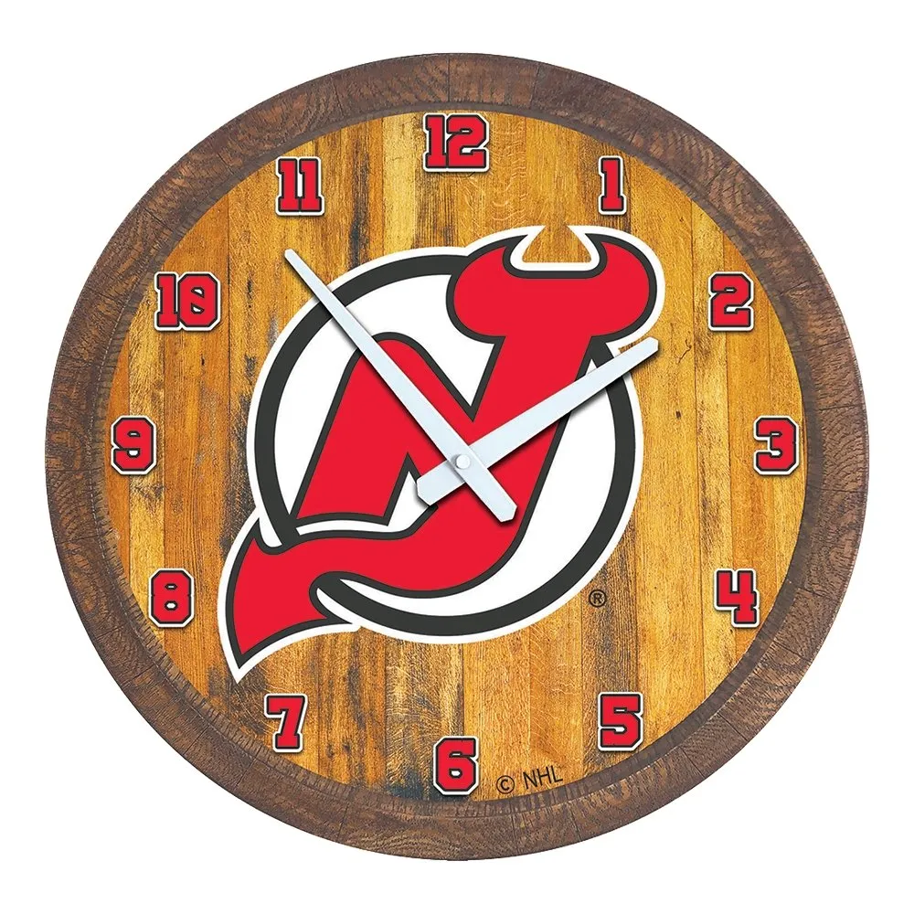 New Jersey Devils: "Faux" Barrel Top Wall Clock