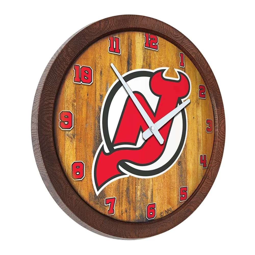 New Jersey Devils: "Faux" Barrel Top Wall Clock