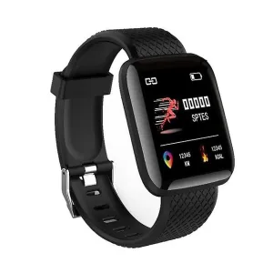 NEW Retails $48, 116plus Smartwatch Adult Blood Pressure Adult Heart Rate Fitness Tracker Bracelet Sport Smart Watch Girls Adult For IOS Android D13, Black