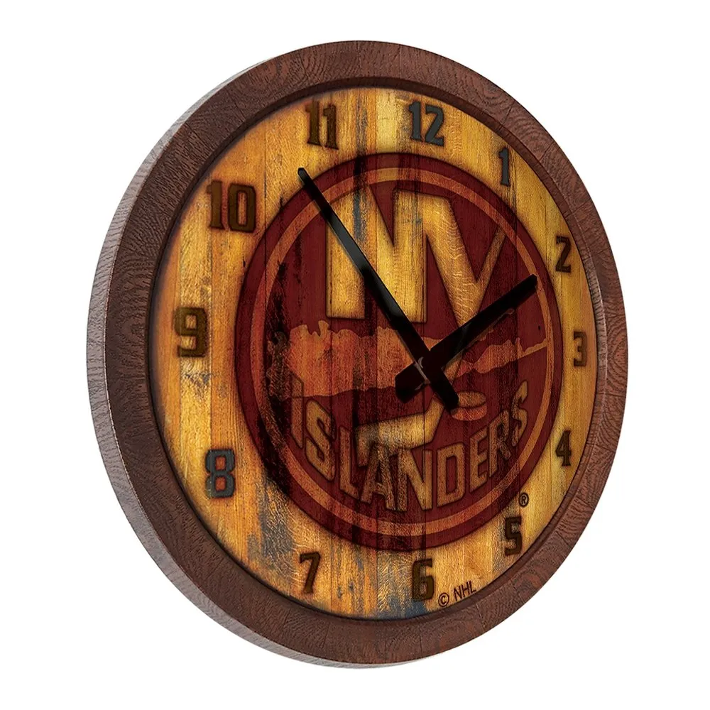 New York Islanders: Branded "Faux" Barrel Top Wall Clock