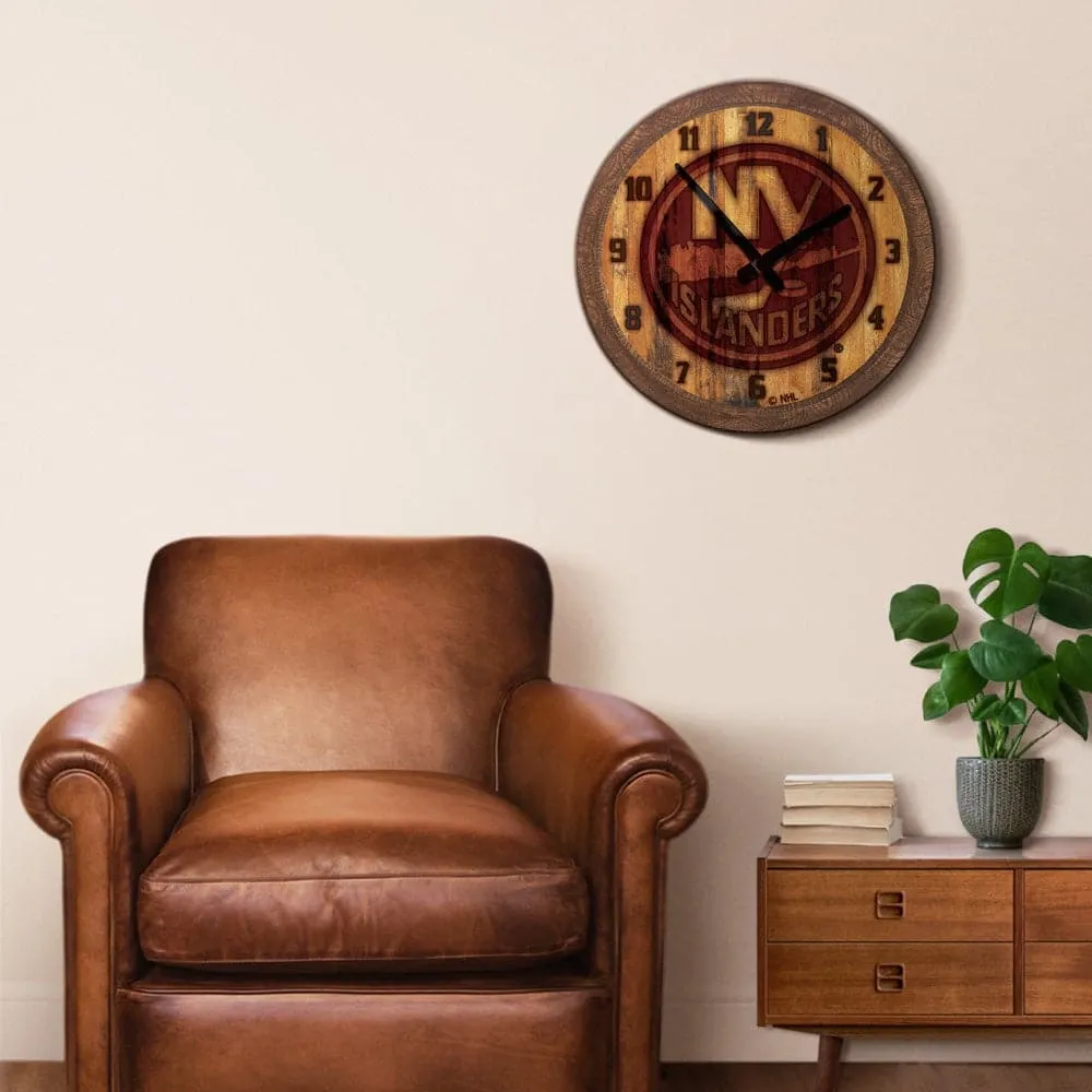 New York Islanders: Branded "Faux" Barrel Top Wall Clock