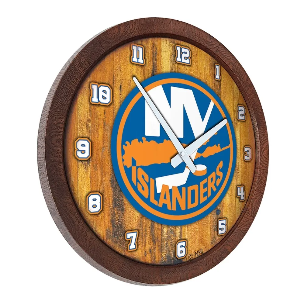 New York Islanders: "Faux" Barrel Top Wall Clock