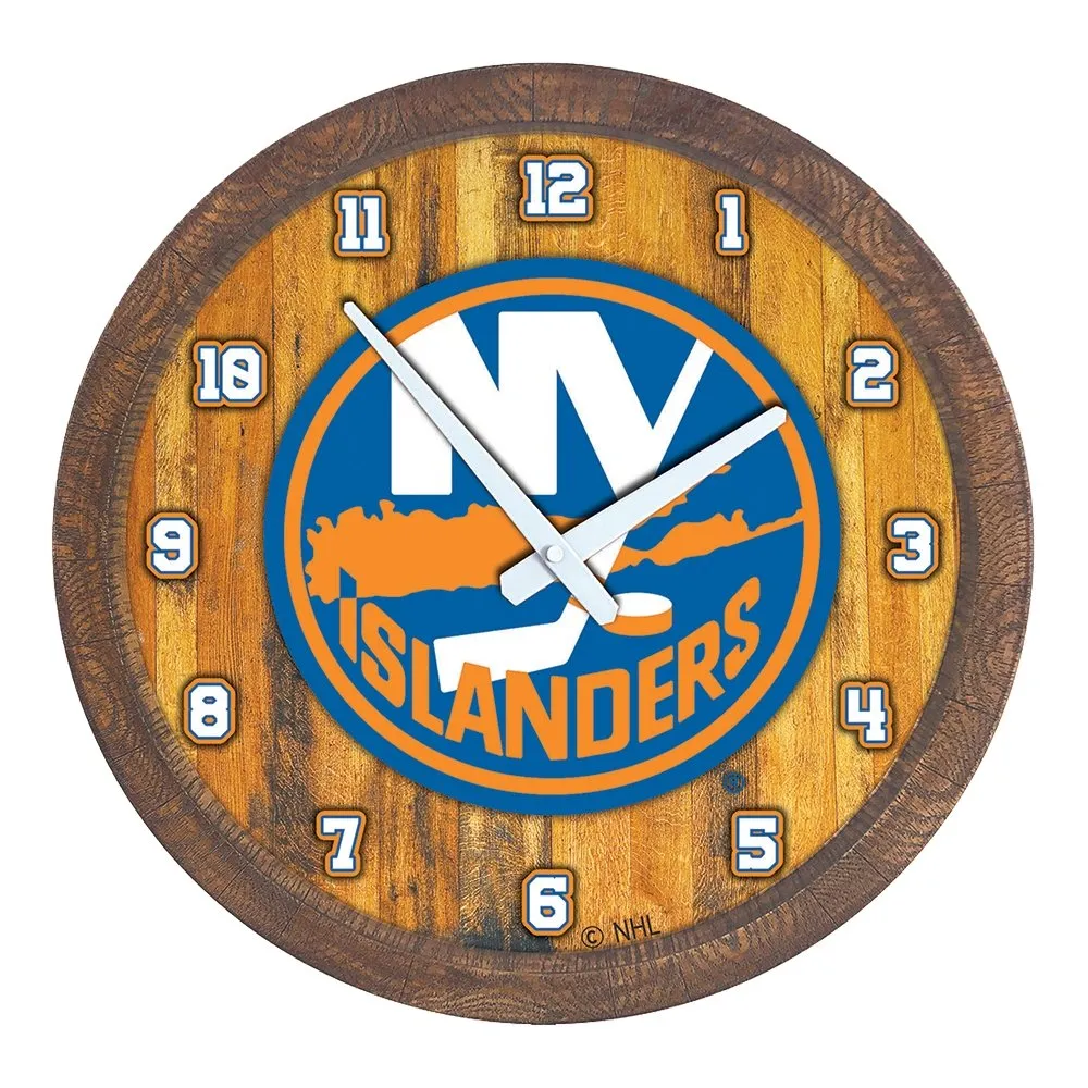 New York Islanders: "Faux" Barrel Top Wall Clock