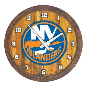 New York Islanders: "Faux" Barrel Top Wall Clock