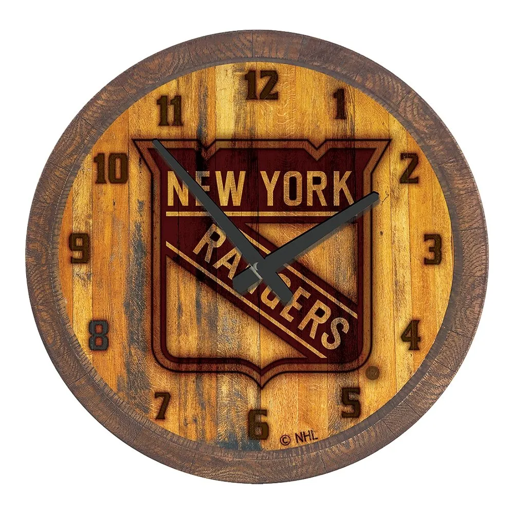 New York Rangers: Branded "Faux" Barrel Top Wall Clock