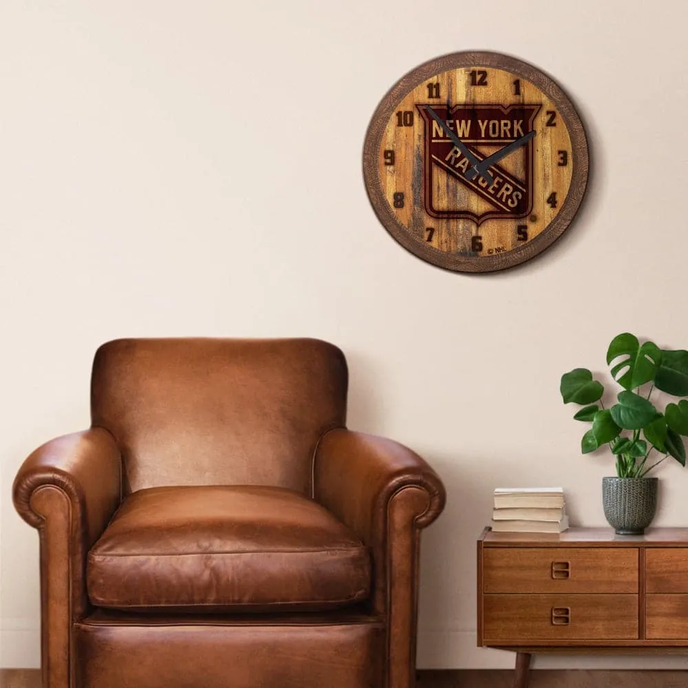 New York Rangers: Branded "Faux" Barrel Top Wall Clock