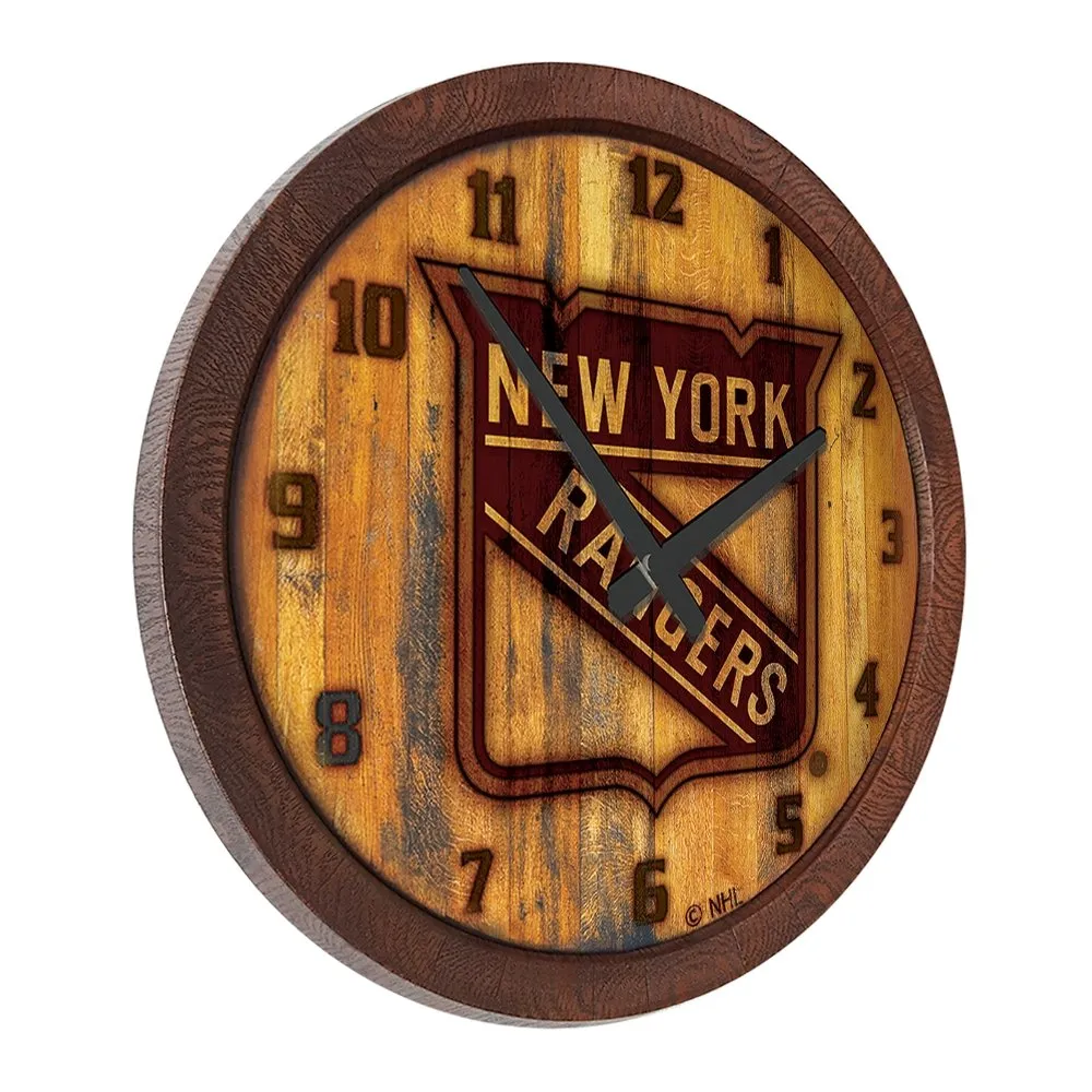 New York Rangers: Branded "Faux" Barrel Top Wall Clock