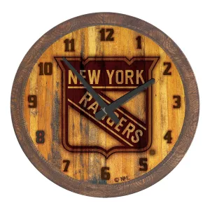 New York Rangers: Branded "Faux" Barrel Top Wall Clock