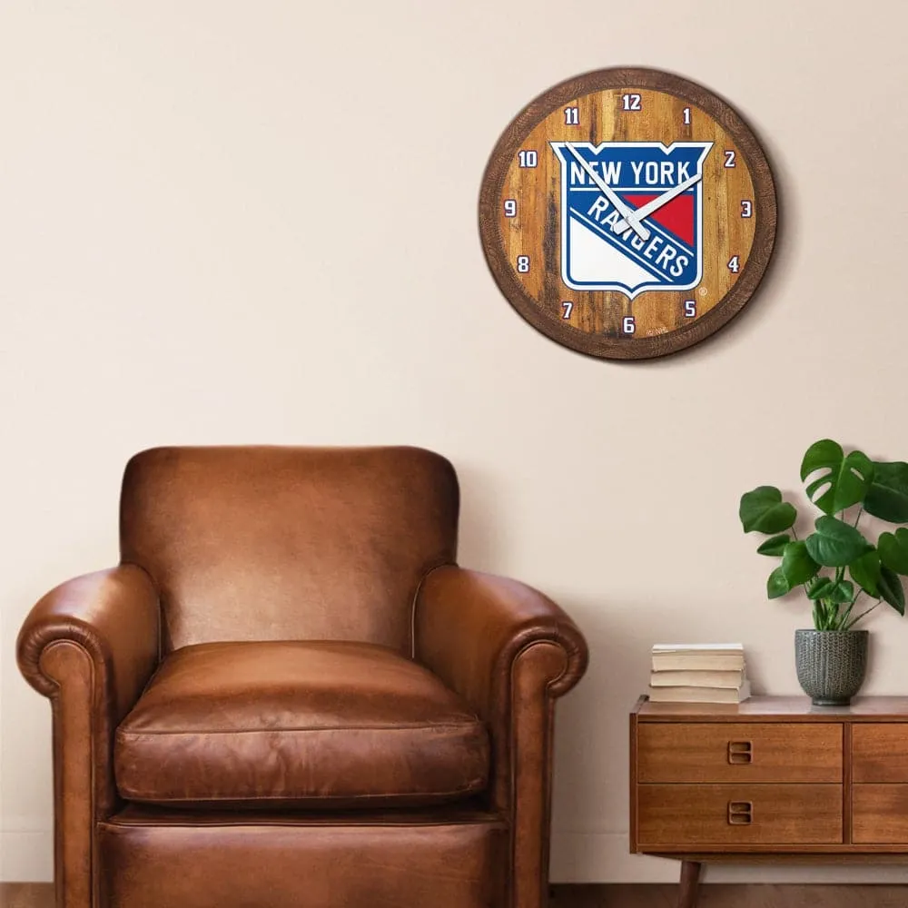 New York Rangers: "Faux" Barrel Top Wall Clock